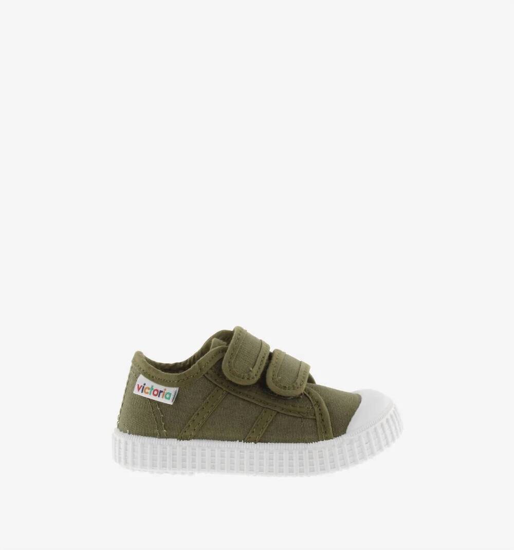 NEW VICTORIA kid's 1915 straps canvas sneakers in kaki green